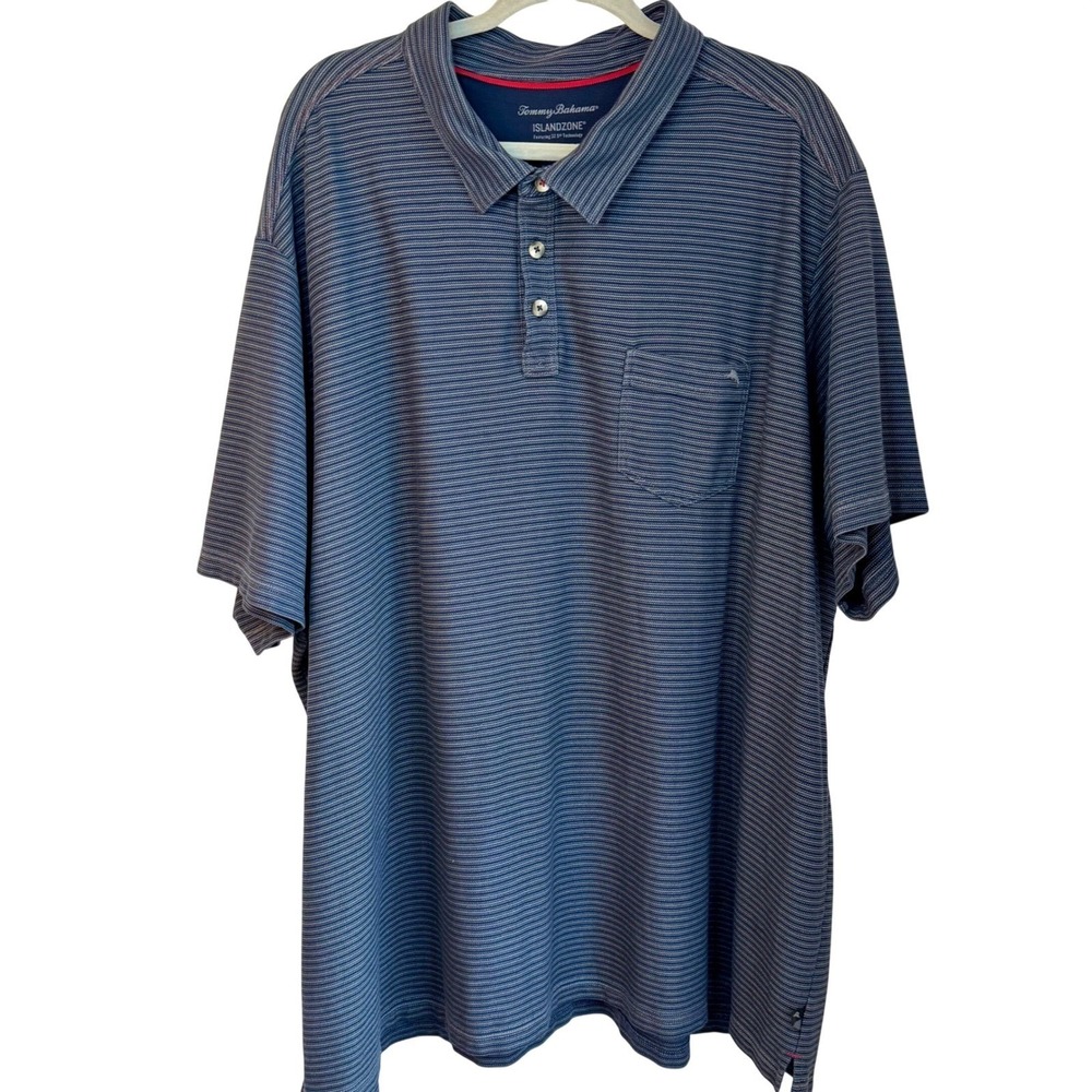 Tommy Bahama IslandZone Polo Men's 3XLT Blue Stripe Performance Golf Shirt